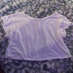 white crop open back shirt